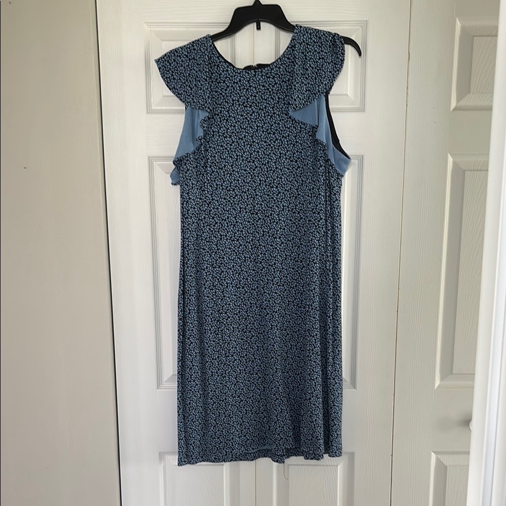 Lands' End Blue Floral Midi Dress